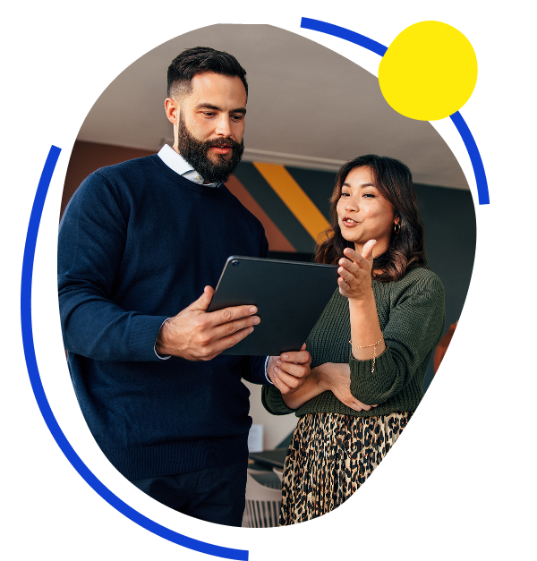 Consultant reviewing marketing systems documentation